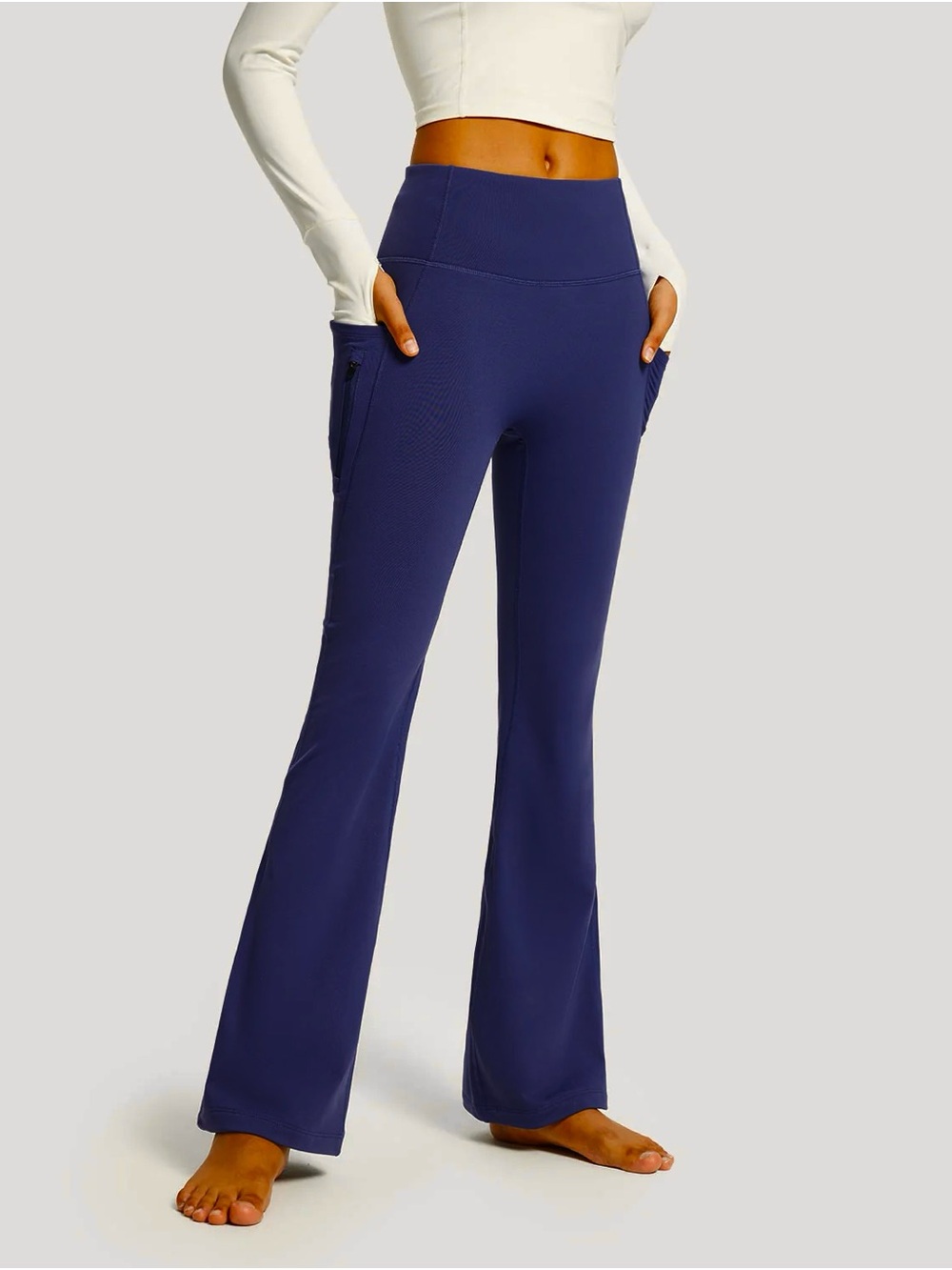 NWT Baleaf Navy Blue High-Rise Straight Leg Workout Pants with Side Pockets